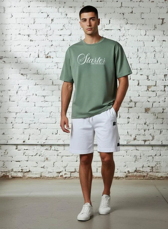 ستارتر تيشيرت رجالي مطبوع بأكمام قصيرة ورقبة دائرية بقصة عادية